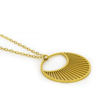 Necklace made of gold plated stainless steel with rays. - 