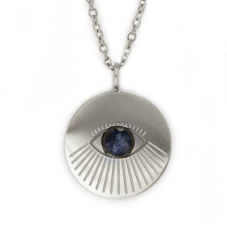 Necklace made of stainless steel with blue eye. - 