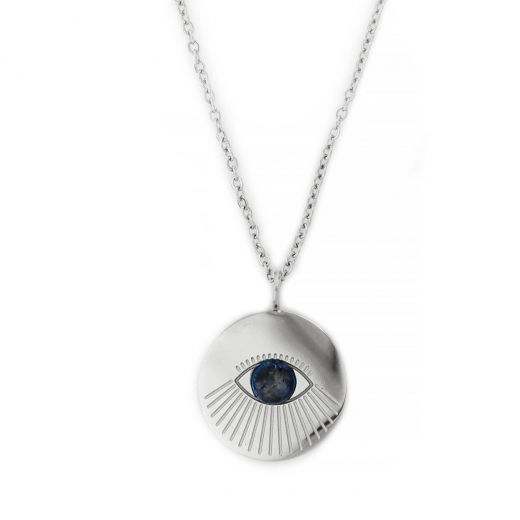 Necklace made of stainless steel with blue eye.