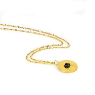 Necklace made of gold plated stainless steel with blue eye. - 