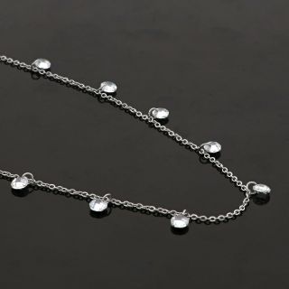 Necklace made of stainless steel with white crystals. - 