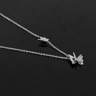 Necklace made of stainless steel with two butterflies. - 