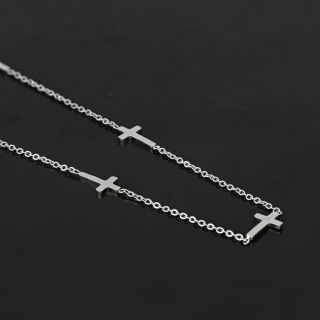Necklace made of stainless steel with small crosses. - 
