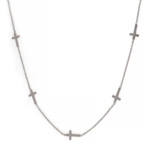Necklace made of stainless steel with small crosses.
