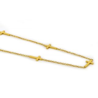 Necklace made of gold plated stainless steel with small crosses. - 