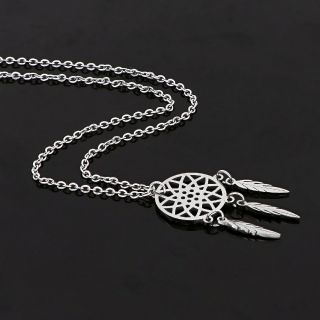 Necklace made of stainless steel with dreamcatcher design. - 