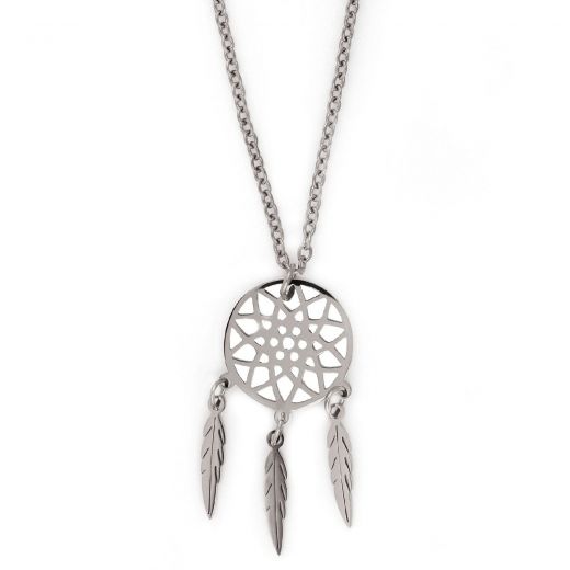 Necklace made of stainless steel with dreamcatcher design.