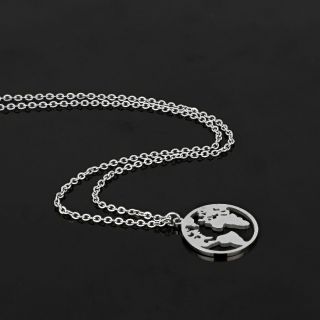 Necklace made of stainless steel with map. - 