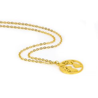 Necklace made of gold plated stainless steel with map design. - 