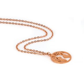 Necklace made of rose gold stainless steel with map design. - 