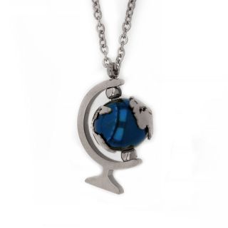 Necklace made of stainless steel in globe shape. - 