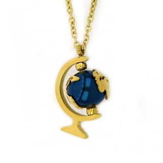 Necklace made of gold plated stainless steel in globe shape. - 