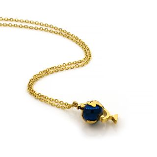 Necklace made of gold plated stainless steel in globe shape. - 