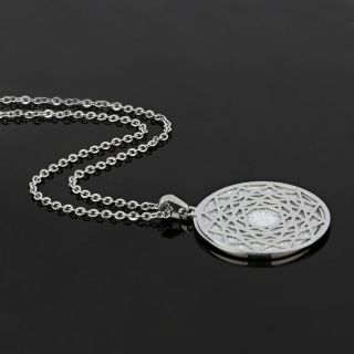 Double necklace made of stainless steel with diamond cut plate. - 