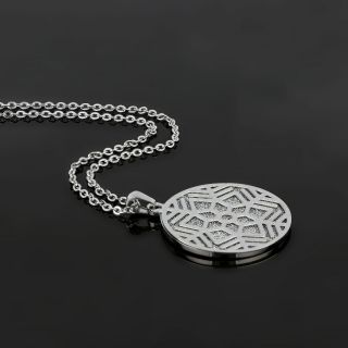 Double necklace made of stainless steel with snowflake and diamond cut plate. - 