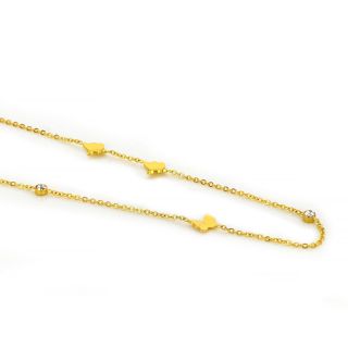 Necklace made of gold plated stainless steel with small butterflies. - 