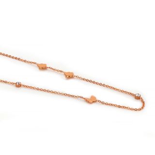 Necklace made of rose gold stainless steel with small butterflies. - 