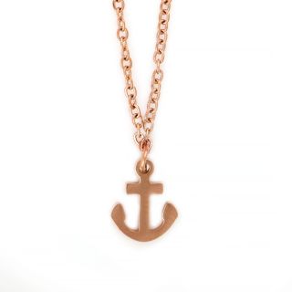 Necklace made of rose gold stainless steel with small anchors. - 