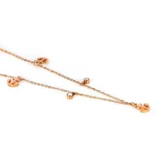 Necklace made of rose gold stainless steel with small anchors. - 