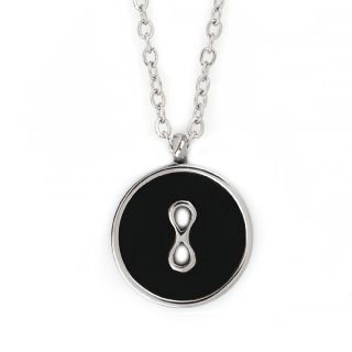 Necklace made of stainless steel with black enamel. - 