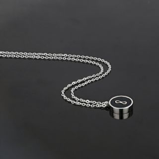 Necklace made of stainless steel with black enamel. - 