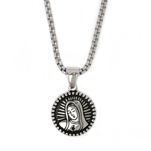 Necklace made of stainless steel with Virgin Mary and chain