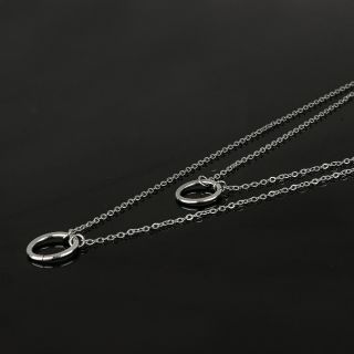Necklace made of stainless steel with double chain and two hoops - 