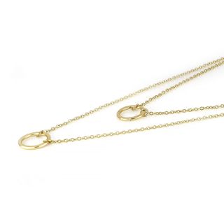 Necklace made of gold plated stainless steel with double chain and two hoops - 
