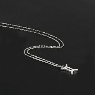Necklace made of stainless steel with white cubic zirconia and Gemini star sign - 