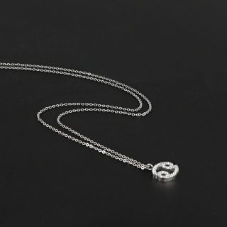 Necklace made of stainless steel with white cubic zirconia and Cancer star sign - 