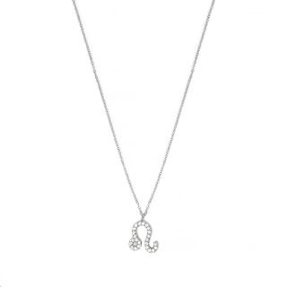 Necklace made of stainless steel with white cubic zirconia and Leo star sign