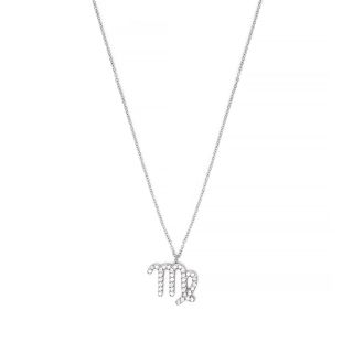 Necklace made of stainless steel with white cubic zirconia and Virgo star sign