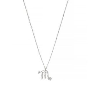 Necklace made of stainless steel with white cubic zirconia and Scorpio star sign