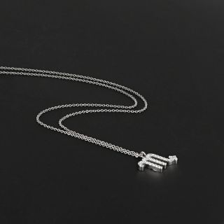 Necklace made of stainless steel with white cubic zirconia and Scorpio star sign - 