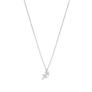 Necklace made of stainless steel with white cubic zirconia and Sagittarius star sign
