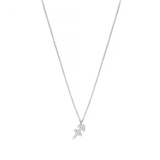 Necklace made of stainless steel with white cubic zirconia and Sagittarius star sign
