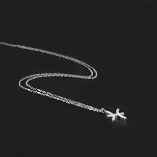 Necklace made of stainless steel with white cubic zirconia and Pisces star sign - 