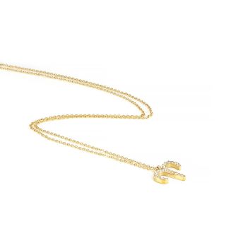 Necklace made of stainless steel gold plated with white cubic zirconia and Aries star sign - 