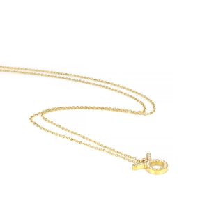 Necklace made of stainless steel gold plated with white cubic zirconia and Taurus star sign - 