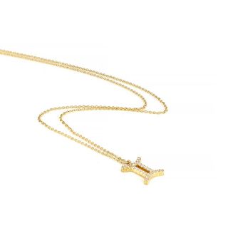 Necklace made of stainless steel gold plated with white cubic zirconia and Gemini star sign - 