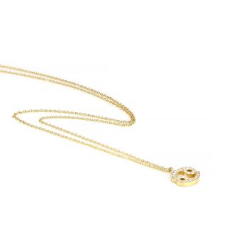 Necklace made of stainless steel gold plated with white cubic zirconia and Cancer star sign - 