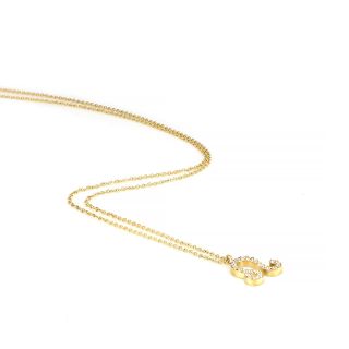 Necklace made of stainless steel gold plated with white cubic zirconia and Leo star sign - 