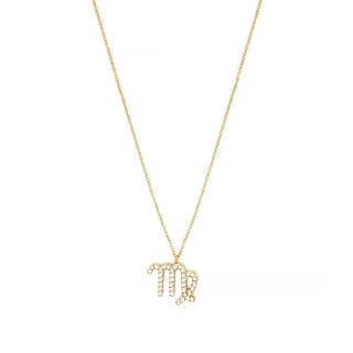 Necklace made of stainless steel gold plated with white cubic zirconia and Virgo star sign