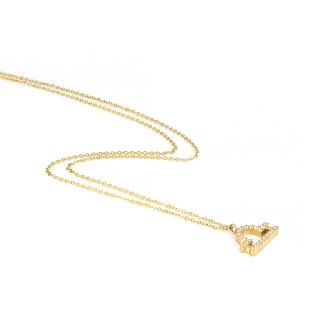 Necklace made of stainless steel gold plated with white cubic zirconia and Libra star sign - 