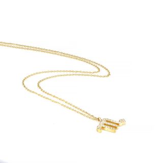 Necklace made of stainless steel gold plated with white cubic zirconia and Scorpio star sign - 