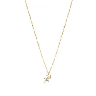 Necklace made of stainless steel gold plated with white cubic zirconia and Sagittarius star sign