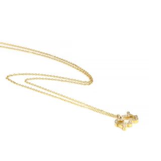 Necklace made of stainless steel gold plated with white cubic zirconia and Aquarius star sign - 