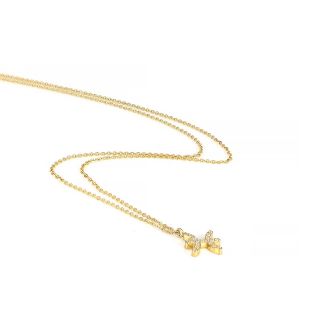 Necklace made of stainless steel gold plated with white cubic zirconia and Pisces star sign - 