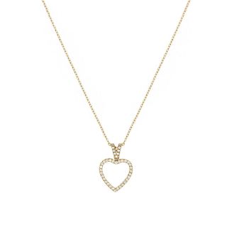 Necklace made of stainless steel gold plated heart with white zircon Necklace made of stainless steel gold plated heart with white zircon