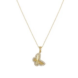 Necklace made of stainless steel  gold-plated butterfly with white zircons. Necklace made of stainless steel  gold-plated butterfly with white zircons.